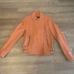 Reiss Leather Moto Jacket Sz 4